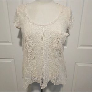 Ivory Lace Shirt with Pocket